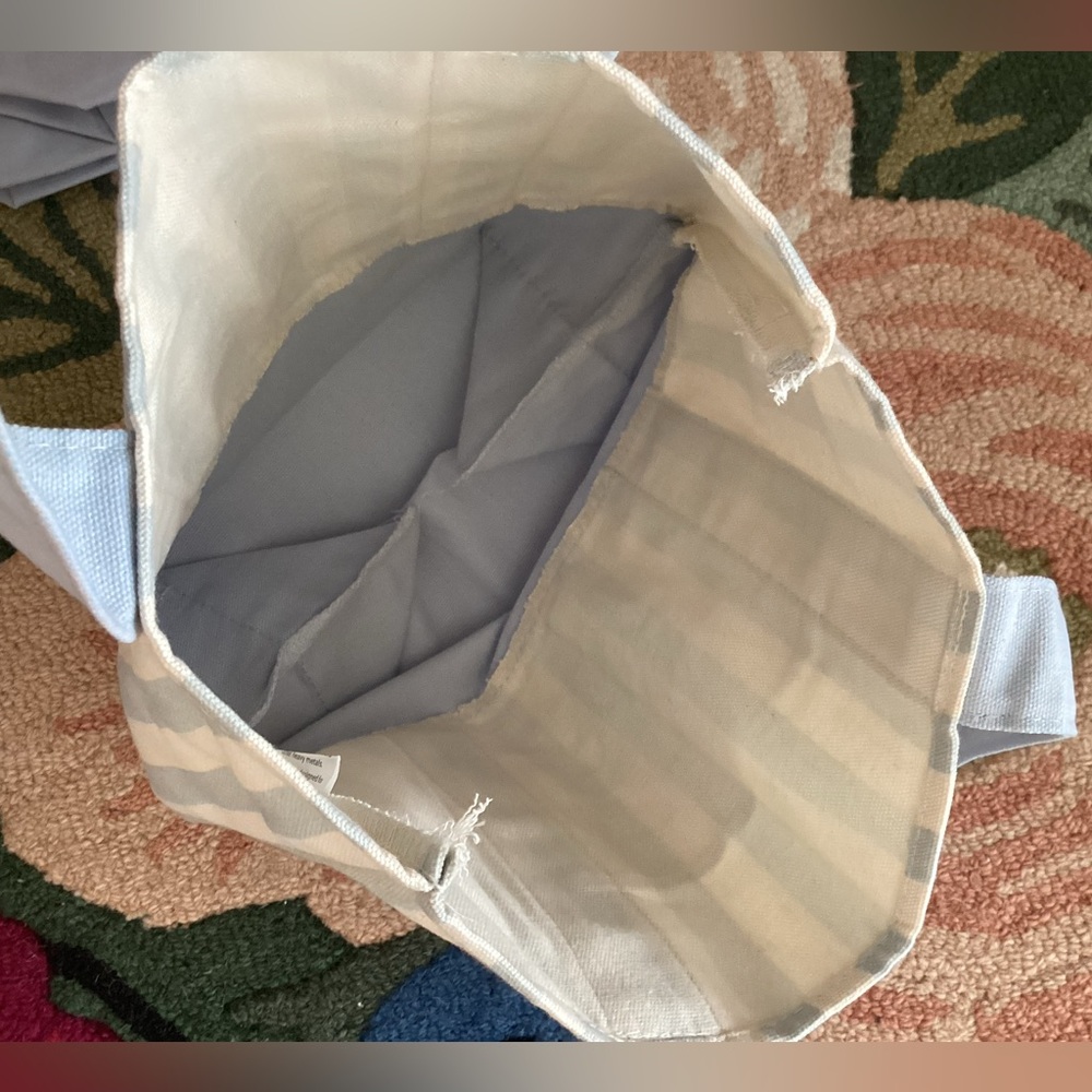NWT Set of 2! Trader Joe’s Striped Mini Tote Bags Blue and Pink - Picture 4 of 5